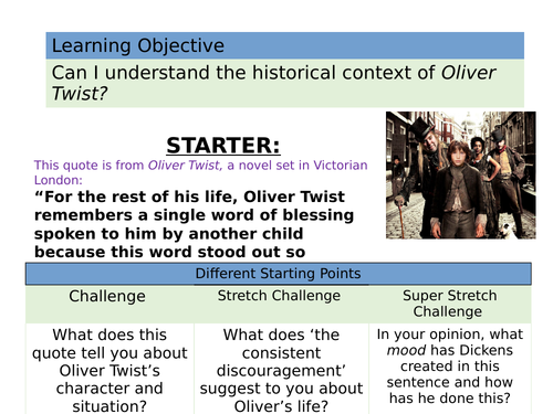 OLIVER TWIST - Four Context and Pre-reading Lessons
