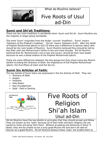 5 ROOTS OF RELIGION - Shi'ah Islam - AQA | Teaching Resources