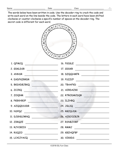 Clothing Accessories-Footwear Decoder Ring Worksheet | Teaching Resources