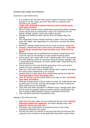 Of Mice and Men - George and Lennie Relationship - Literature Notes for ...