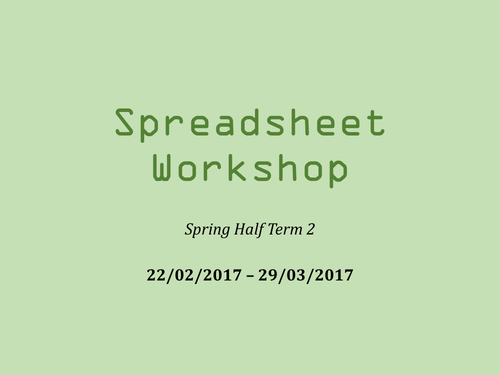 Spreadsheets Unit of Work | Teaching Resources