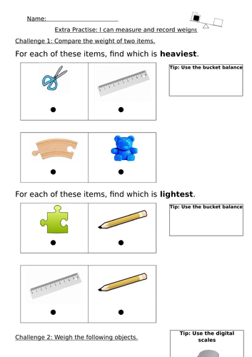 Maths Year 1 Weighing | Teaching Resources