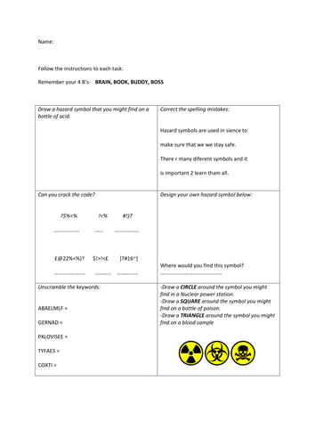 Hazard symbols and lab safety | Teaching Resources
