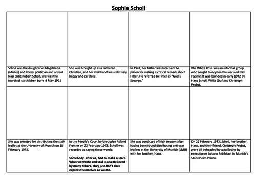 Sophie Scholl Comic Strip and Storyboard