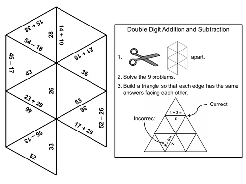 Double Digit Addition and Subtraction Game: Math Tarsia Puzzle