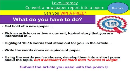 5 x Literacy Competitions (KS2 - KS4)