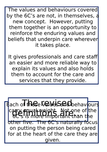 The 6 C's Display NHS values | Teaching Resources