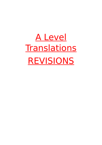 A level French - Translation revisions