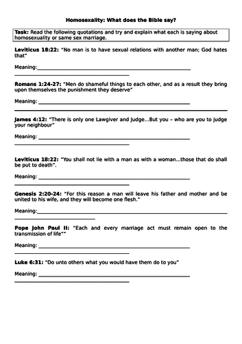 Christian Attitudes Towards Homosexuality And Same Sex Marriage Aqa Gcse 9 1 Teaching Resources 6187