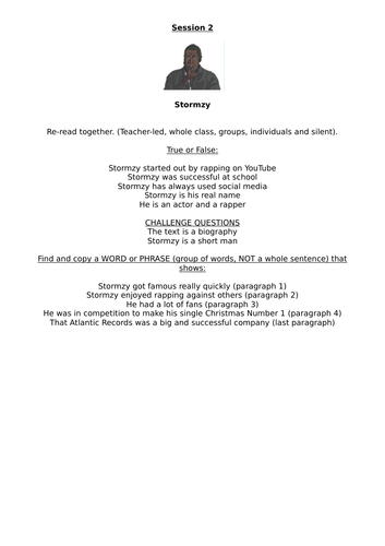 Y5/6 Stormzy Reading lesson & resources (Ofsted/interview/observation ...