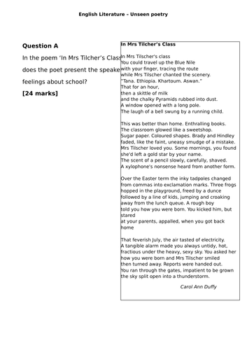 unseen poetry essay example gcse