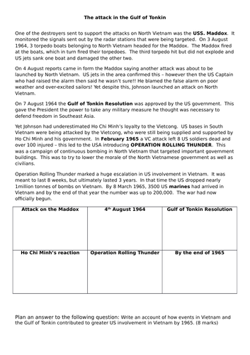 AQA 8145 Conflict in Asia - why was the Gulf of Tonkin incident important?