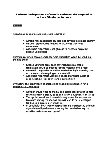 9 Mark Questions and answers for GCSE PE (Edexcel 2016 onwards)