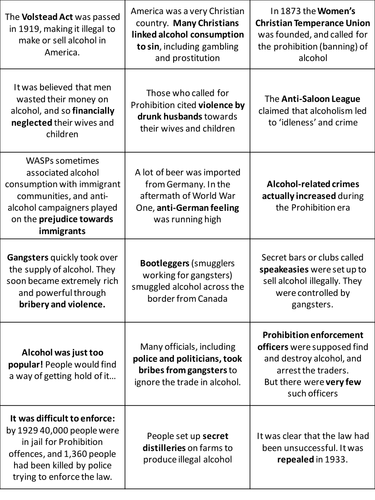 Prohibition America in 1920's GCSE | Teaching Resources