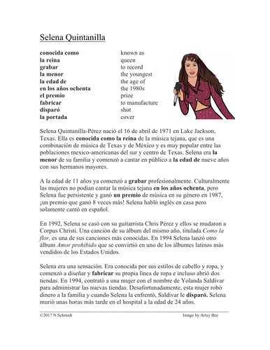 Selena Quintanilla Biografía  Biography  + Worksheet