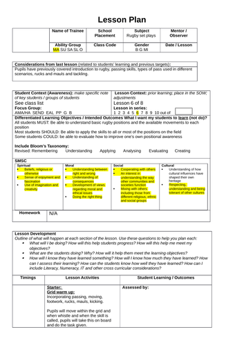 Rugby KS3 SOW and lesson plans | Teaching Resources