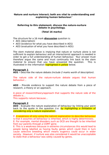 AQA A Level Psych - Issues and Debates (Nature and Nurture) | Teaching