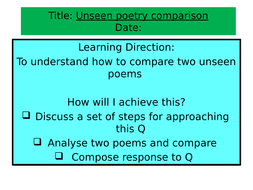 Unseen Poetry Comparison EDEXCEL ENGLISH LITERATURE PAPER 2 | Teaching