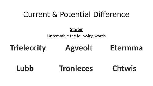 KS3 Current & Potential Difference [Including Lesson Plan] | Teaching