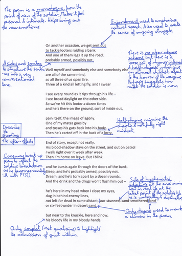 Remains - GCSE Poetry revision notes (Power and Conflict anthology ...