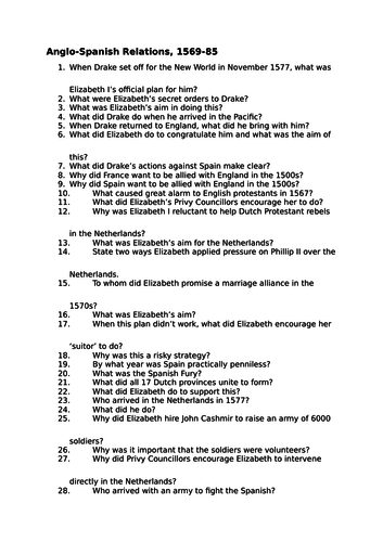 EDEXCEL GCSE: Anglo-Spanish Relations