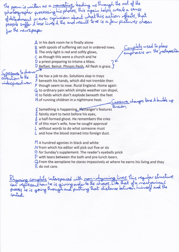 War Photographer - GCSE Poetry revision notes (Power and Conflict ...