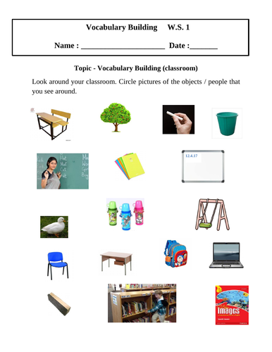 vocabulary building worksheets set of 3 for grade 1