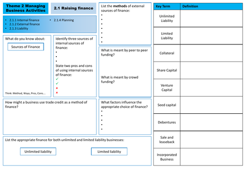 Full Alevel Edexcel Business Revision Grids | Teaching Resources