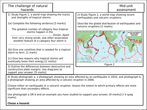 The Challenge of Natural Hazards AQA 1-9 course - mid and end of unit assessments (x2)