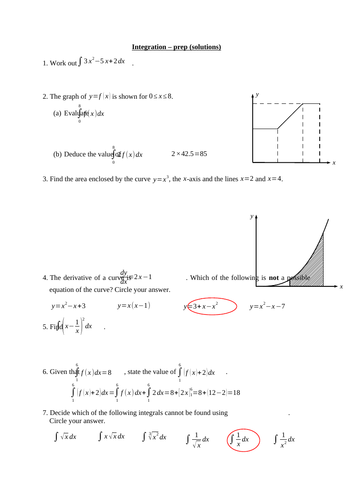 Integration (new A level maths) - notes, examples & exercises and a