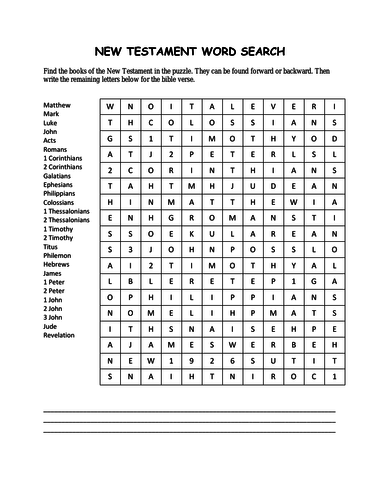 books of the new testament word search puzzle teaching resources