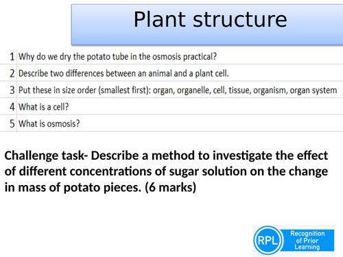 Topic B2 Plant organisation-AQA combined science trilogy/separate biology