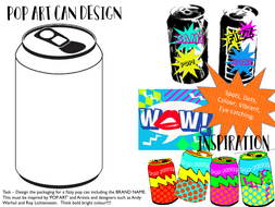  POP  ART  can design  cover lesson homework sheet 