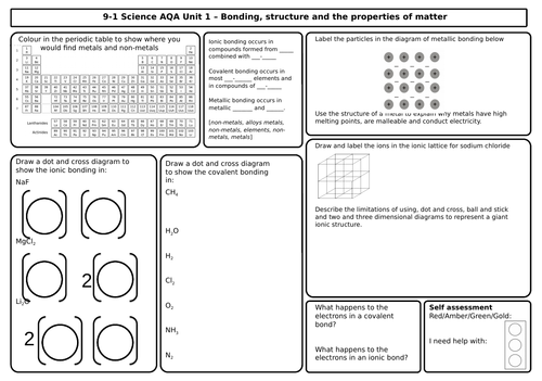 AQA Chemistry Revision Mats/Grids FOUNDATION Unit 1 & 2 Atomic