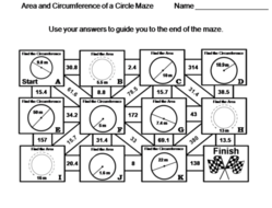 Area and Circumference of a Circle Activity: Math Maze