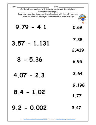 Decimals KS2 Y5 Summer Block 1 Add & Subtract Decimals and x÷ by 10 ...