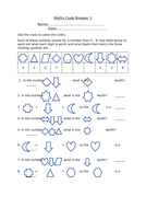 Maths Code Breaker Worksheet | Teaching Resources