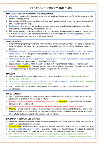 Liberation Theology and Marx - OCR Religious Studies A Level