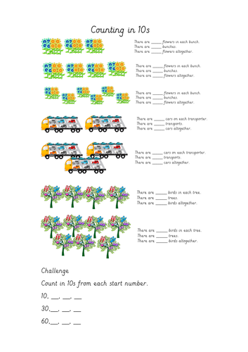 Year 1 Counting in 10s Using Pictures and Numicon | Teaching Resources