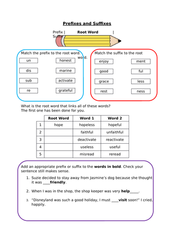 prefix homework year 3