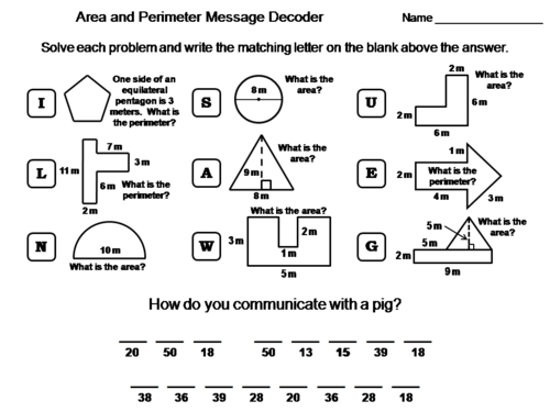 Area and Perimeter Activity: Math Message Decoder