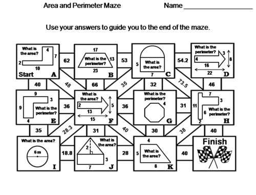 Area and Perimeter Activity: Math Maze