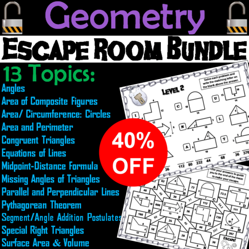 Geometry Escape Room Bundle Teaching Resources
