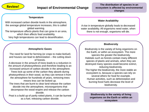 Ecology Topic 7 Part 2 Active Revision Card Activities for New AQA Biology GCSE