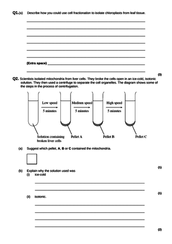 Cell fractionation and ultracentrifugation AS level