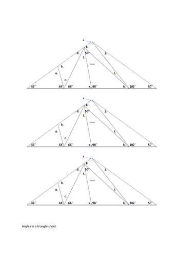 KS3 Angle pile up problems, 25 questions, Angles in a ...