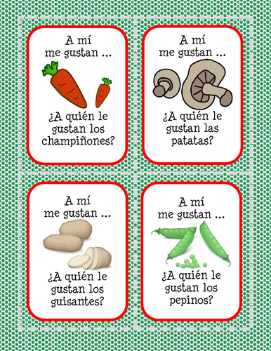 La comida - ¿A quien le gusta(n)...? - Verduras - Card Game