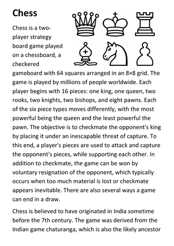 Chess Handout | Teaching Resources