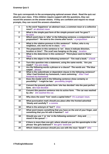 The Grammar Booster | Teaching Resources