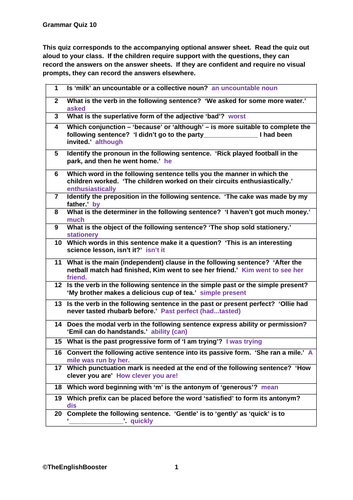 The Grammar Booster | Teaching Resources